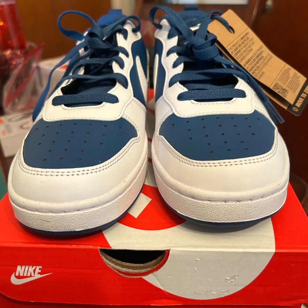 Nike Low-Top Athletic Sneakers in White and Blue